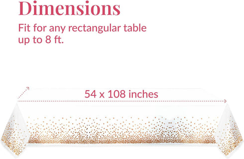 Prestee 4 Pack Rose Gold Plastic Table Cloth Disposable - 54x108 Inch Rectangle Tablecloths for Wedding and Party -