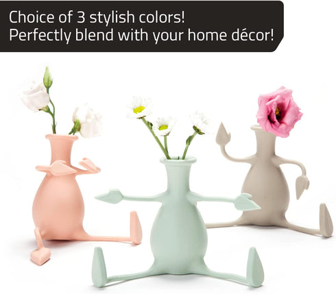 Florino Friendly Flower Vase - Modern Home Décor for Flowers, Unique Gifts by Peleg Design (Stone)