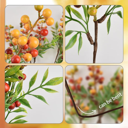 6Pcs HUIANER Artificial Berries, Lifelike Orange Berry with Stems Fake Christmas Fruit Simulation Flowers Orange