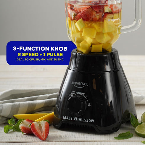 Universal 550W Mass Vital Blender with 57 Oz Glass Jar, 2 Speed + Pulse Function, 4 Stainless Steel Blades