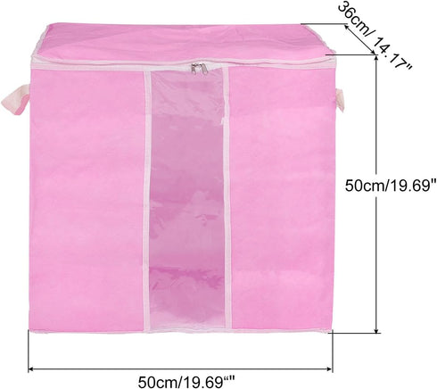 uxcell Clothes Storage Bag 3pcs, Closet Organizer with Reinforced Handle for Comforters, Bedding, Blankets, Clothing, Pillows, Foldable with Sturdy Zipper-Pink by uxcell