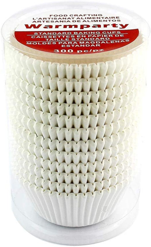 Baking Cups Cupcake Liners - Standard Sized, 300 Count (White)