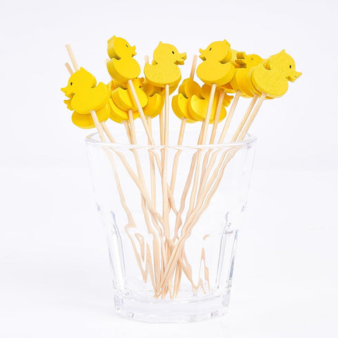 PuTwo Toothpicks, 100 Counts Handmade Natural Bamboo Cocktail Sticks, Yellow Ducks