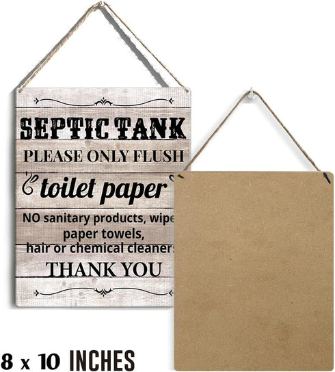 Farmhouse Bathroom Signs Wall Decor Rustic Septic Tank Please Only Flush Toilet Paper Thank you Wood Plaque Wooden Hanging Sign Decoration for Home Toilet Door 8 x 10