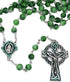CB Catholic St Patrick Green Glass Marble Bead Rosary Gift Set