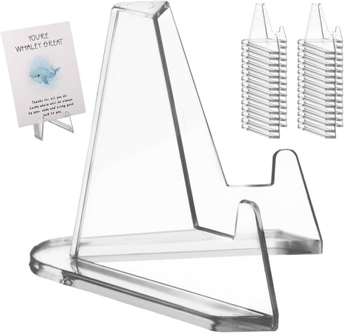 30pcs Card Display Stand, 2.2 Inch Small Transparent Acrylic Holder for Business Cards, Mini Clear Easel