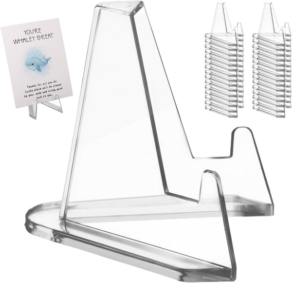 30pcs Card Display Stand, 2.2 Inch Small Transparent Acrylic Holder for Business Cards, Mini Clear Easel