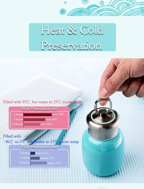 Mini 7 oz Stainless Steel Water Bottle, Small Vacuum Insulated Leak Proof Sport Tumbler for Hot and Cold Water, Rose