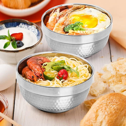 ZENFUN 6 Pack 304(18/8) Stainless Steel Bowls, 5 Inch Snack Bowls, 17 Oz Soup Bowls for Rice, Fruit, Ice Cream