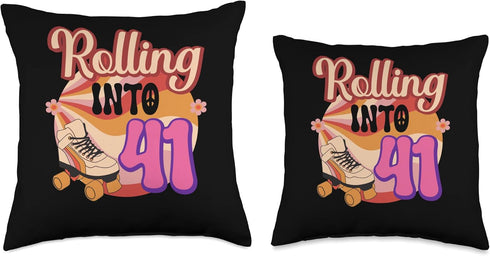 In-line Skates Towards 1985 Rolling Into 41 Throw Pillow, 16x16, Multicolor