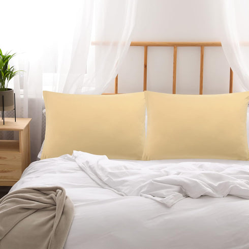 uxcell 2 Pack Pillow Cases Soft 1800 Series Microfiber with Zipper King (20"x36") - Gold