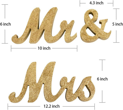 Mrs & Mr Letters Decorative Signs, Sweetheart Table Wedding Decoration