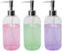 Clear Plastic Soap Dispenser Pump Bottles, 3 Pack, 16 Oz, BPA-Free Boston Round for Bathroom or Kitchen