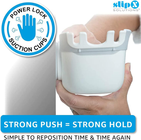 SlipX Solutions Patented Power-Lock Shower Organizer Caddy w/Suction Cups | Rust Free Shelf | Basket Holds Up to 22lbs for Shampoo, Soap, & Hooks for Razor | Perfect for RV, Dorm, & Bathroom by SlipX Solutions