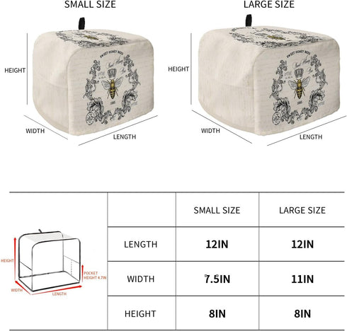 Toaster Cover 2 Slice Sweet Honey Bees, Bread Toaster Oven Cover with Pockets, Small Kitchen Appliance Dust Protection