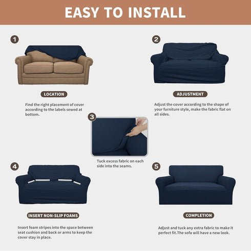 Easy-Going 100% Waterproof Chair Couch Cover, Dual Waterproof Sofa Slipcover, Dark Blue for Kids and Pets