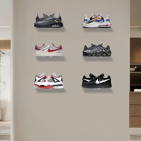 6 PCS Acrylic Floating Shoe Rack Wall Mount Display Shoe Rack Transparent Storage Rack for Home Use Sneaker Display