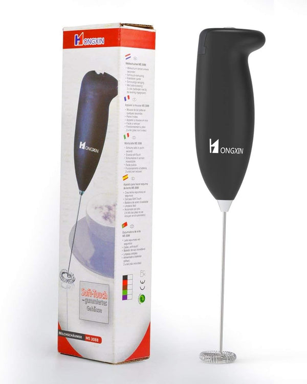 Hongxin Handheld Milk Frother, Battery Operated Electric Foam Maker, Hand Blender for Coffee, Cappuccino, Latte, Hot