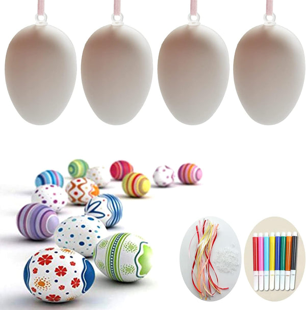 Easter Eggs 30 Pcs White Plastic Eggs Fake Eggs for Crafts Hanging