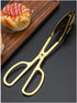 2-PACK Serving Tongs for Buffet Party, Stainless Steel Thickening Food Tongs, Kitchen Salad Scissors (Golden)