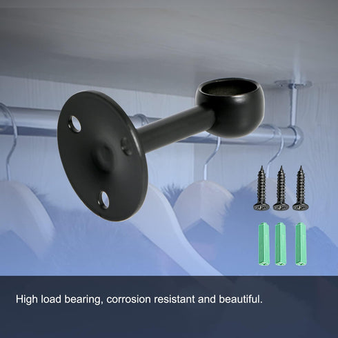 Aopin Closet Rod Brackets, Matte Black Finish, 19mm / 0.75" Wardrobe Supports, Stainless Steel Closet Pole Socket, 4 Pcs