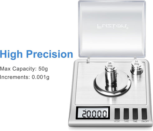 Fuzion Milligram Scale, 50g/0.001g Digital Milligram Scale with Calibration Weights, Jewelry and Gem Scale, Mg Scale for Powder Medicine, Reloading, includes Scoop, Powder Pan and Tweezers by Fuzion