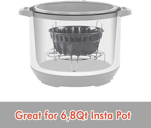 Webake 7 Inch Fluted Tube Pan, Non-stick Heavy Duty Carbon Steel Baking Mold for 6QT 8QT Insta Pot