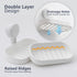 LEVERLOC Soap Dish Holder for Shower | Suction Cup Wall Mounted Self Draining Bar Soap Sponge Holder