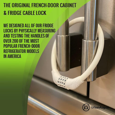 Urban August Original Fridge Lock: Multi-Functional Cable Combination Lock for French-Door Refrigerators and Cabinets