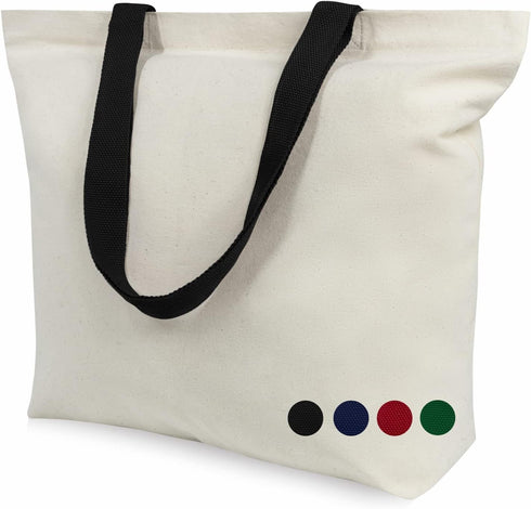 TOPDesign 2-Pack Canvas Tote Bags with Magnetic Snap - Reusable Grocery Shopping Bags for Creative Designs