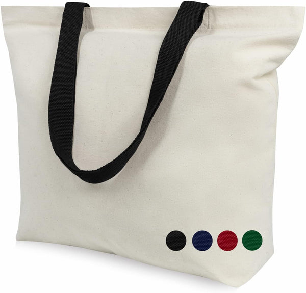 TOPDesign 2-Pack Canvas Tote Bags with Magnetic Snap - Reusable Grocery Shopping Bags for Creative Designs
