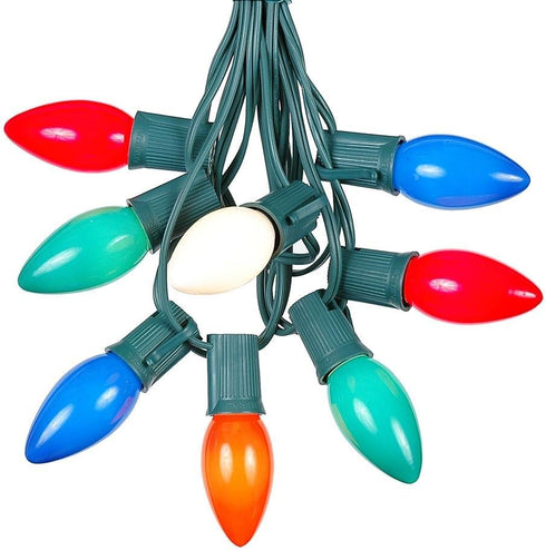 25 Foot C9 Multi Ceramic Christmas String Light Set - Opaque Bulbs