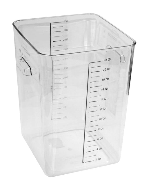Rubbermaid Commercial Products Space Saving Square Food Storage Container, 22 Quart, Clear