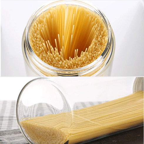 3Pcs Clear Plastic Food Storage Jar with Lid, Round Transparent Container for Spaghetti and Dry Goods
