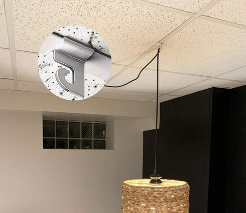 Cutelec 6 Sets Ceiling Hook Clips, White Metal T-Bar Track Clip Hanger for Home Hanging Plants Decorations