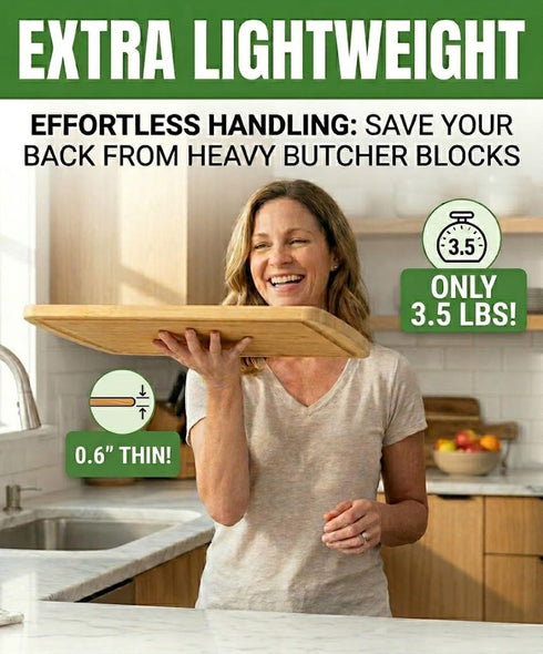 18" Greener Chef Luxury Bamboo Cutting Board (Extra Large) with Vertical Grain Strength Technology - Non Toxic