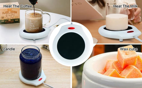 Home & Office Desktop Electric Mug Warmer, Coffee/Tea/Cocoa/Soup Gift for Winter, 2pcs (White and Black)