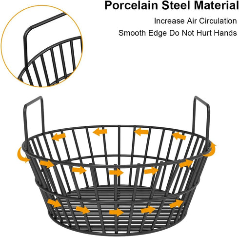 Charcoal Ash Basket for Large Big Green Egg Grill, Heavy Duty Porcelain Steel Fire Basket also Fits Kamado Joe Classic