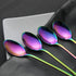 IQCWOOD 9-Inch Long Handle Iced Tea Spoons, Rainbow Stainless Steel Coffee Stirrers, Set of 4 for Shakes, Ice Cream