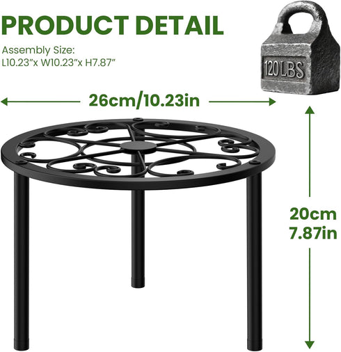 2-Pack 10-inch TOSKING Heavy Duty Metal Plant Stands - Decorative Round Plant Stand, Adjustable Leveling Feet