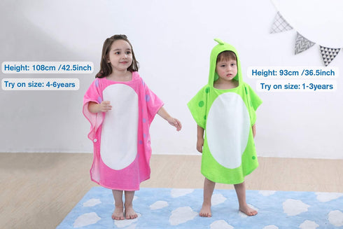 LOLANTA Baby Boys Dinosaur Hooded Bath Towels, 100% Cotton Beach Towel Poncho for Toddlers (Green#B, 1-3T)