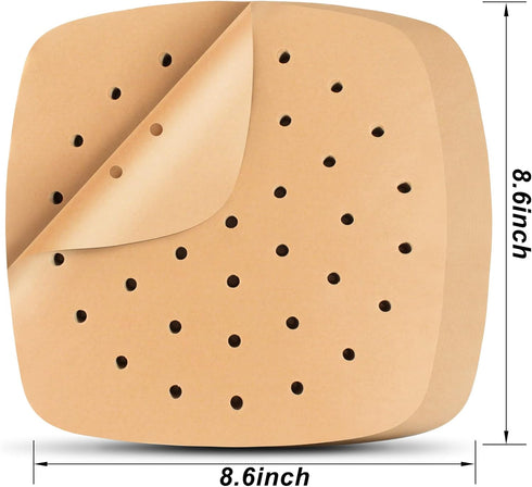 Air Fryer Liners, 200Pcs Square 8.5 Inch Perforated Parchment Paper Sheets for Baking, HOFHTD Parchment Paper