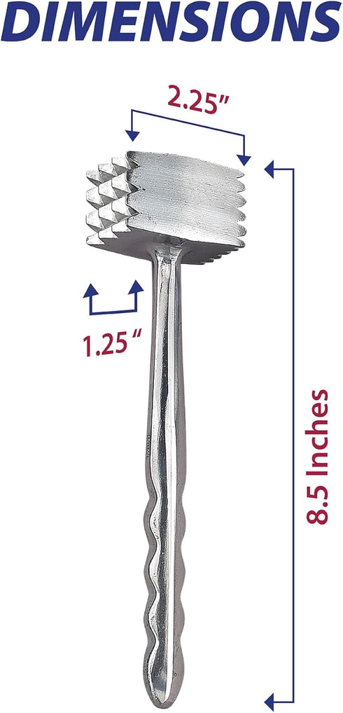 HIC Kitchen Heavyweight Meat Tenderizer, Ice Cracker, Double Sided, Heavyweight Aluminum