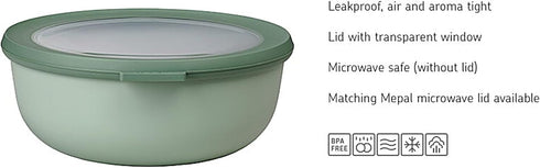 Mepal Cirqula Multi Food Storage & Serving Bowl - 76oz/2,250ml with Transparent Lids, Nordic White