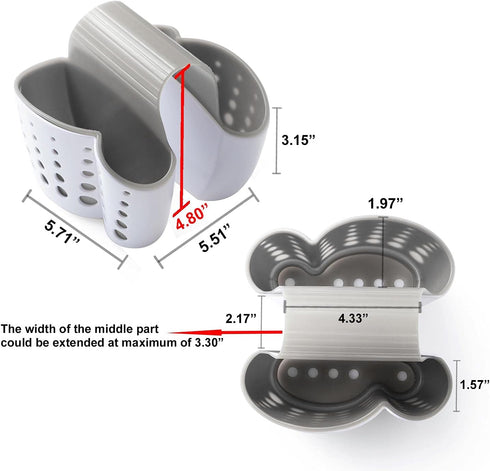 Eunion Plastic Sink Caddy Sponge Holder, Soap Holder, Desk Organizer, Saddle Faucet Caddy, Pen Holder
