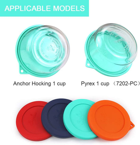 Sophico 1 Cup Round Silicone Storage Cover Lids Replacement for Anchor Hocking and Pyrex 7202-PC Glass Bowls (Container not Included) (Mint - 2 pack) by SOPHICO
