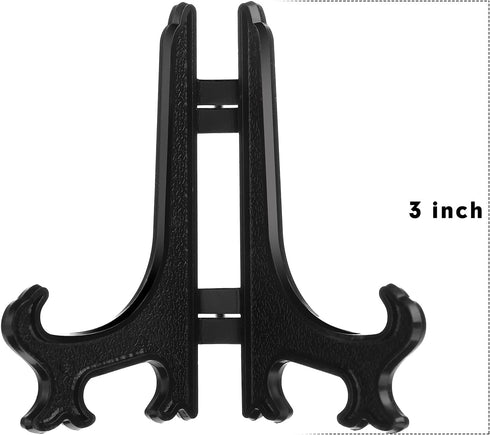 Boao 24 Pieces Plastic Easel Plate Display Stands, Holders for Weddings, Home Decoration (Black, 3 Inch)