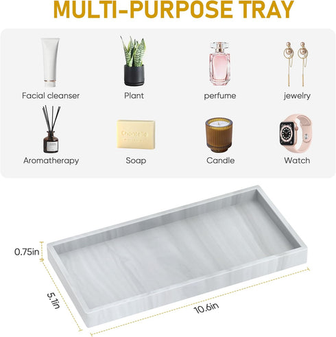 Bathroom Counter Tray, EG-SIPRO Thickened Silicone Bathroom Vanity Tray, Shatterproof Soap Dispenser Tray