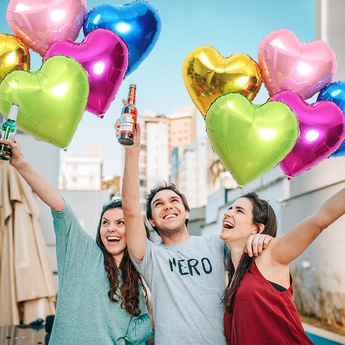 15pcs Heart Foil Balloon - 18inch Blue Gold Green Heart Shaped Mylar Balloons for Wedding Birthday Party Decorations