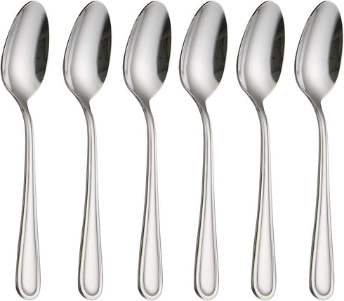 Stainless Steel Dinner Spoons 18/0, 6 Pcs Dessert Spoons 7.08 Inches, Silver, Dishwasher Safe for Home, Kitchen